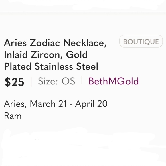 Aries Zodiac Necklace Zircon Gold Plated Stainless Steel - Picture 8 of 14